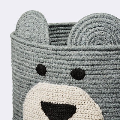 Decorative Basket - Cloud Island™ XL Coiled Bear Face Gray