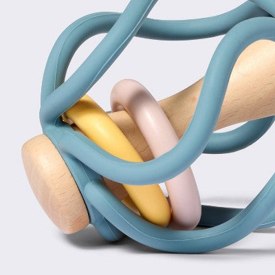 Silicone And Wood Ball Rattle Baby Toy - Cloud Island™
