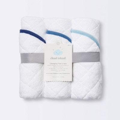 Changing Pad Liner White With Blue Edge - Cloud Island™ 3pk