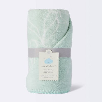 Plush Baby Blanket - Green Line Floral - Cloud Island™
