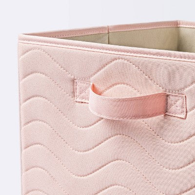 Quilted Fabric Cube Storage Bin - Light Pink - Cloud Island™