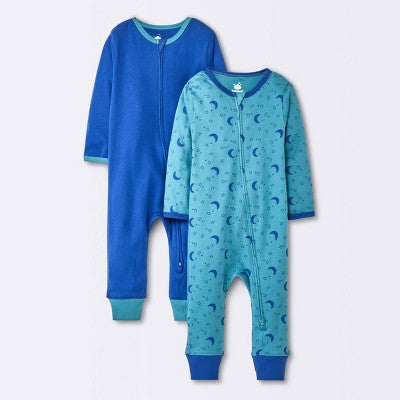 Baby Boys' 2pk Safari Animals Zip Romper - Cloud Island™