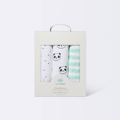 Muslin Swaddle Blankets Pandas 3pk - Cloud Island™