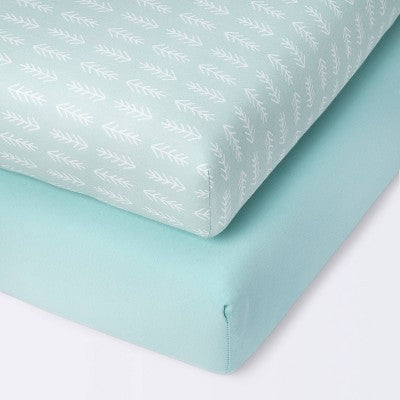 Fitted Mini Crib Sheet - Arrows/Mint - 2pk - Cloud Island™