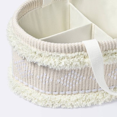 Tufted Fabric Diaper Caddy Storage Basket - Khaki And Cream - Cloud Island™