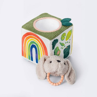 Fruit And Vegetable Interactive Plush Cube With Rabbit Rattle - Cloud Island™