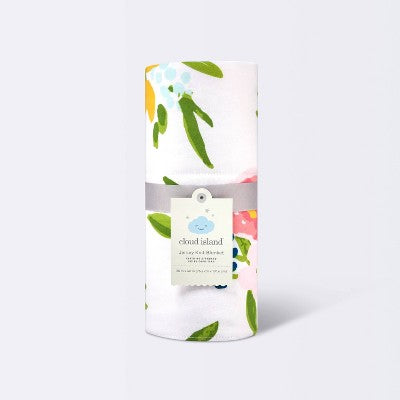 Jersey Knit Reversible Baby Blanket Floral - Cloud Island™ - White