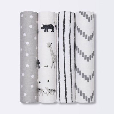 Flannel Baby Blanket - Cloud Island™ Two By Two Animals - 4pk