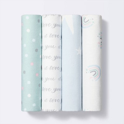 Flannel Baby Blankets I Love You To The Moon And Back - 4pk - Cloud Island™
