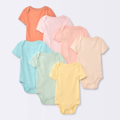 Baby 7pk Short Sleeve Bodysuit - Cloud Island™ Turquoise Blue
