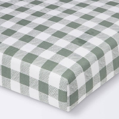 Fitted Crib Sheet - Cloud Island™ Green Gingham