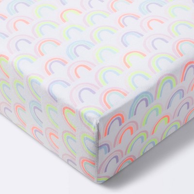 Fitted Crib Sheet Rainbows - Cloud Island™ - White