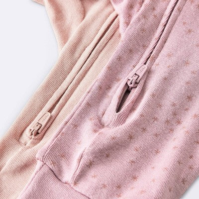 Baby Girls' 2pk Stars So Very Soft Modal Blend Romper - Cloud Island™ Dark Pink