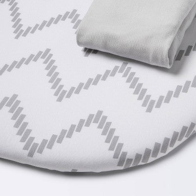 Jersey Bassinet Sheet - Cloud Island™ Gray Chevron And Solid Gray - 2pk