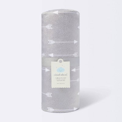 Plush Velboa Baby Blanket Arrows - Cloud Island™ Gray