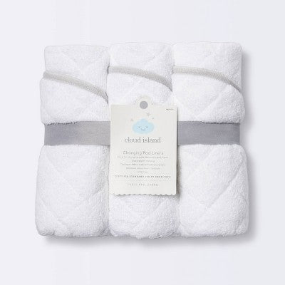 Changing Pad Liner White With Gray Edge - Cloud Island™ 3pk