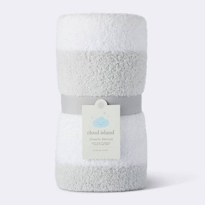 Chenille Stripe Baby Blanket - Gray And White Stripes - Cloud Island™