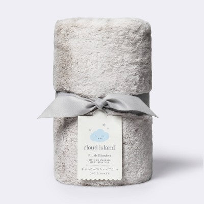  Solid Satin Edge Plush Blanket - Cloud Island™ Gray