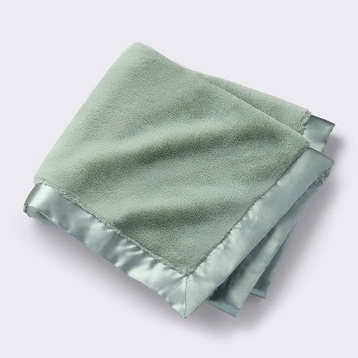  Solid Satin Edge Plush Blanket - Green - Cloud Island™