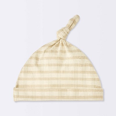  Baby Jacquard Checkered Romper & Hat - Cloud Island™ Tan
