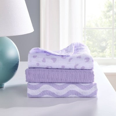  Muslin Swaddle Baby Blanket - Leopard - 3pk - Cloud Island™