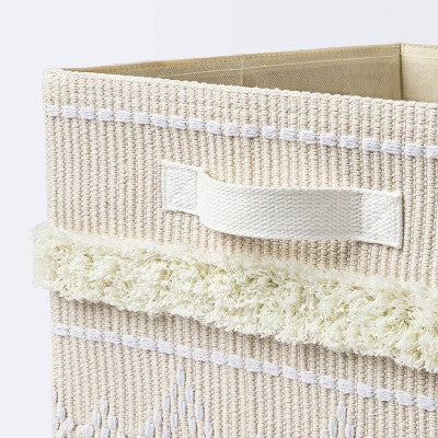  Tufted Fabric Cube Storage Bin - Khaki And Cream - Cloud Island™