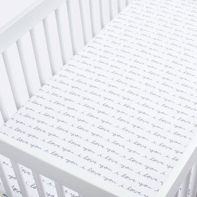  Fitted Crib Sheet I Love You - Cloud Island™ White/Gray