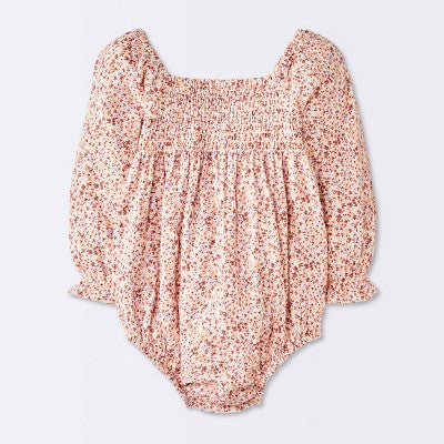  Baby Girls' Floral Smocked Romper - Cloud Island™ Pink