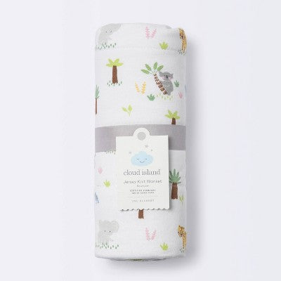  Jersey Knit Reversible Baby Blanket Jungle Animals - Cloud Island™ Gray/Green