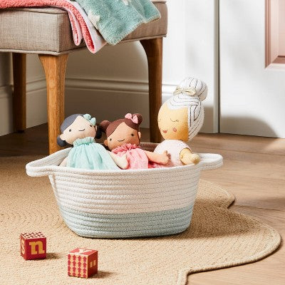  Square Coiled Rope Bin With Color Band - Cloud Island™
