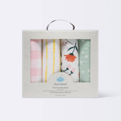  Flannel Baby Blanket - Cloud Island™ Garden Floral - 4pk