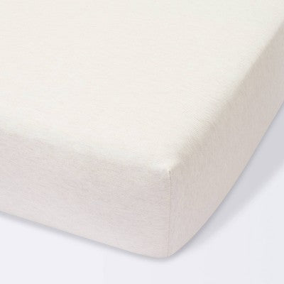 Fitted Jersey Crib Sheet Knit Oatmeal Heather - Cloud Island™ Oatmeal