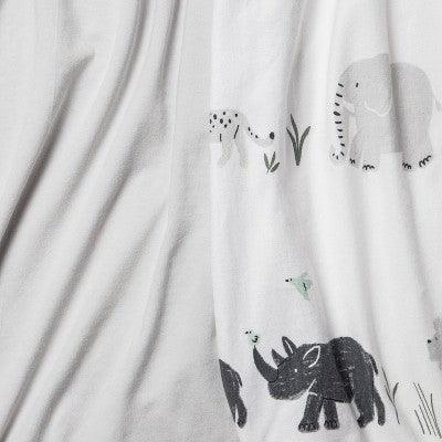  Jersey Bassinet Sheet 2pk - Cloud Island™ Two By Two Animals And Solid Gray