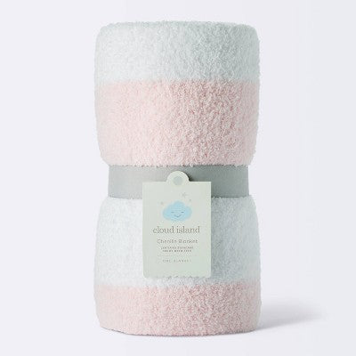  Chenille Stripe Baby Blanket - Light Pink And White Stripe - Cloud Island™