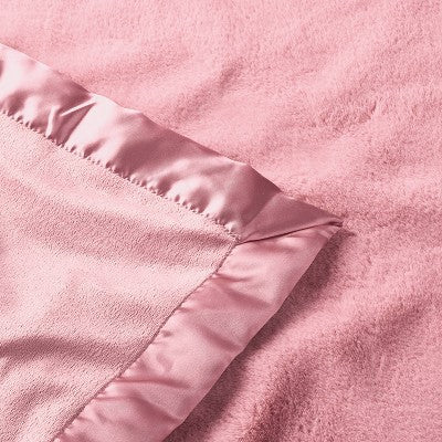  Solid Satin Edge Plush Blanket - Mauve - Cloud Island™
