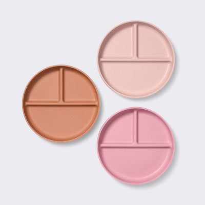  Plastic Plates - 3pk - Rust/Pink - Cloud Island™