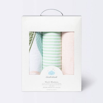  Muslin Swaddle Blankets Blooms - Cloud Island™ 3pk