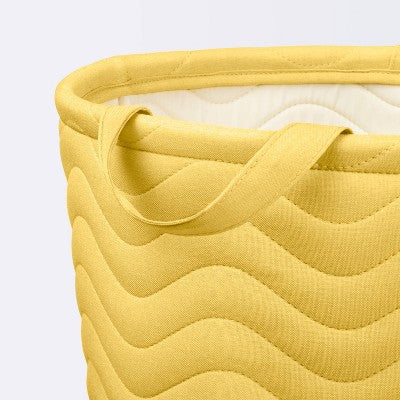  Quilted Fabric Large Round Storage Basket - Yellow - Cloud Island™