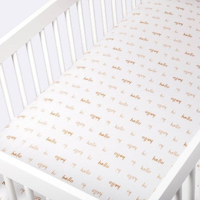  Flannel Fitted Crib Sheet Hello Script - Cloud Island™