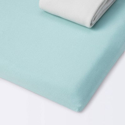  Fitted Play Yard Jersey Sheet - Cloud Island™ - Light Green/Gray - 2pk