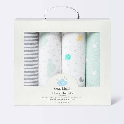  Flannel Baby Blankets Space - Cloud Island™ 4pk