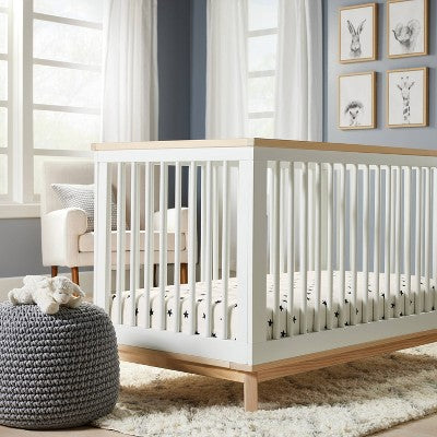  Flannel Fitted Crib Sheet Stars - Cloud Island™ - Cream/Black