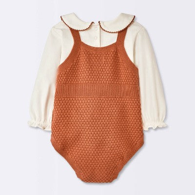  Baby Girls' 2pc Sweater Romper Set - Cloud Island™ Brown