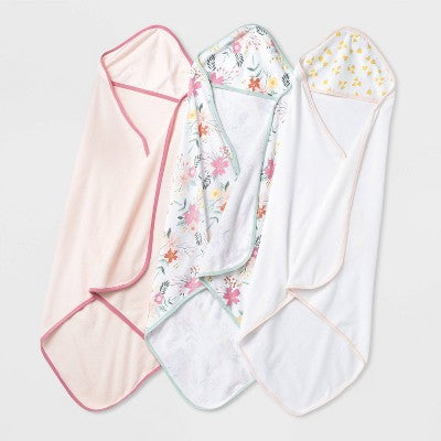  Baby Girls' 3pk Floral Meadow Hooded Towel - Cloud Island™