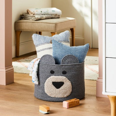  Decorative Basket - Cloud Island™ XL Coiled Bear Face Gray