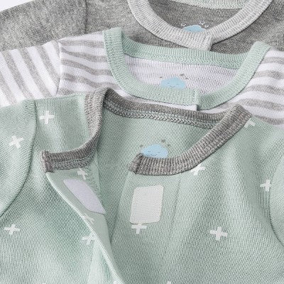  Baby 3pk Basic Romper - Cloud Island™ Gray Preemie