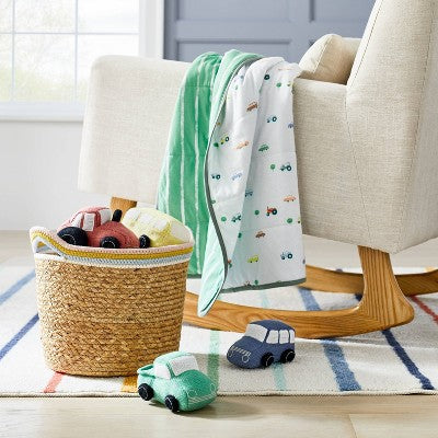  Natural Woven Round Storage Bin With Coiled Rope Handle - Cloud Island™ M