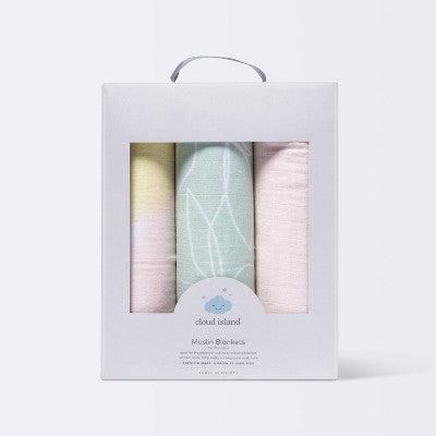 Muslin Swaddle Blanket - Cloud Island™ Brushstrokes - 3pk