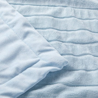  Faux Fur With Channel Carving Baby Blanket - Cloud Island™ - Light Blue