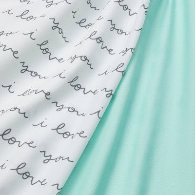  Crib Fitted Sheets I Love You And Mint Solid - Cloud Island™ - Gray/Mint - 2pk
